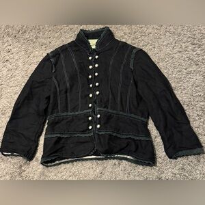 Miss Me Buckle Size XS Black Ribbed Denim Jacket Distressed Large Buttons Lace